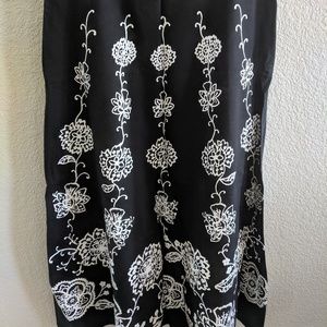 WHBM Skirt - Black with white flowers